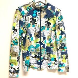 Christopher & Banks women's Sz S Jacket Full Zip Coat Long sleeve Multicolor EUC